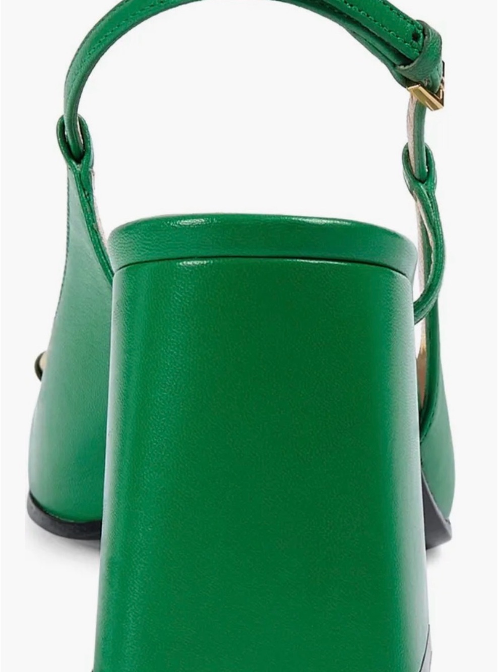 Gucci Emerald Green Leather Slingback Block Heel with Gold Hardware - Picture 4 of 4